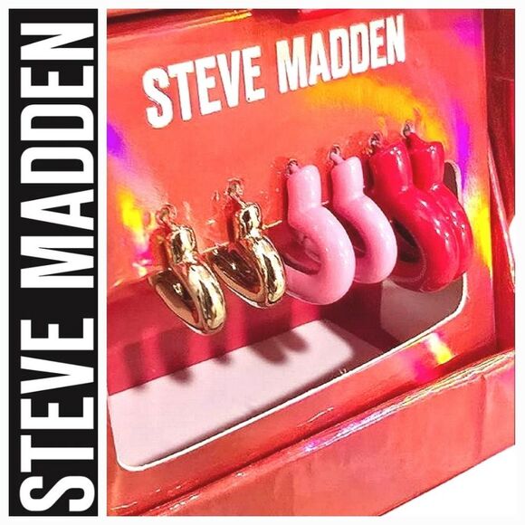 Steve Madden Heart Hoop Earring Set - Picture 1 of 6